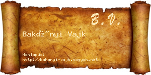 Bakányi Vajk névjegykártya